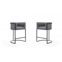 Manhattan Comfort 2-CS008-GY Cosmopolitan 33.8 in. Grey and Black Metal Counter Height Bar Stool (Set of 2)